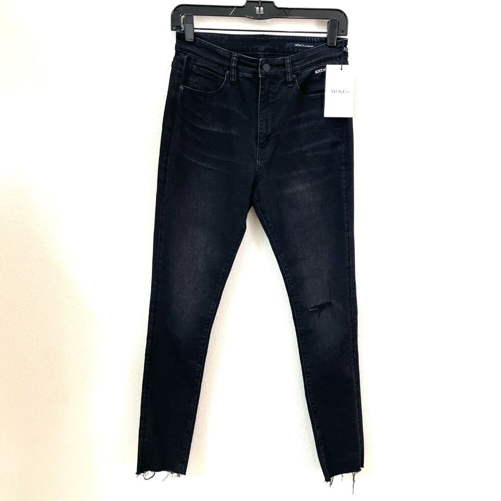 NEW MO&Co. Womens 27 Rock‎ N Soul Black Distressed Jeans Cotton Blend